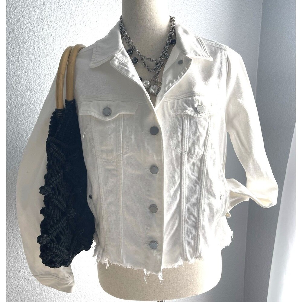 LIVERPOOL JEANS womens Denim Jean Jacket distressed White sz S #western
